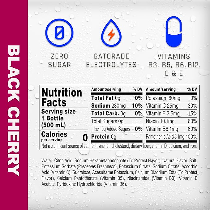 Propel Electrolyte Enhanced Water Sports Drink, Black Cherry Flavored Water, Zero Calorie & Zero