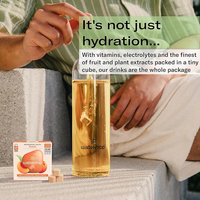 Waterdrop Hydration Cubes with Vitamin C, B Vitamins and Electrolytes, 4 Flavor Electrolyte Variety