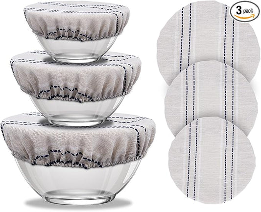 Reusable Bowl Covers for Bread Proofing, 9/10/13 Inches Bread Proofing Cover, 3 Pcs Linen Cotton