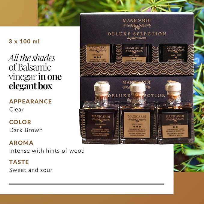 MANICARDI Set of 3 Condiments with Balsamic Vinegar of Modena PGI - Selected with Three Different