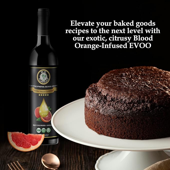 M.G. PAPPAS High Polyphenol Rich Blood Orange-Infused Olive Oil Extra Virgin - Over 500mg/kg - Cold