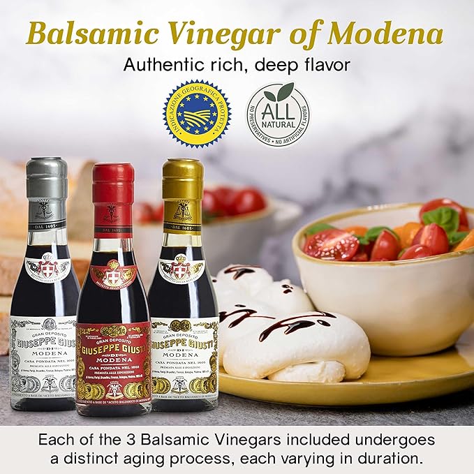 Giusti Balsamic Vinegar of Modena Trio Gift Set ??3 Bottles of Premium Italian Aceto Balsamico di