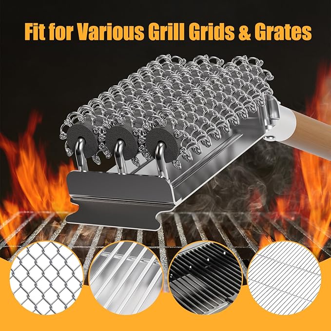 Replacement Brush Head for Bristle Free Grill Brush Compatible with HOUSE AGAIN Grill Cleaner,304