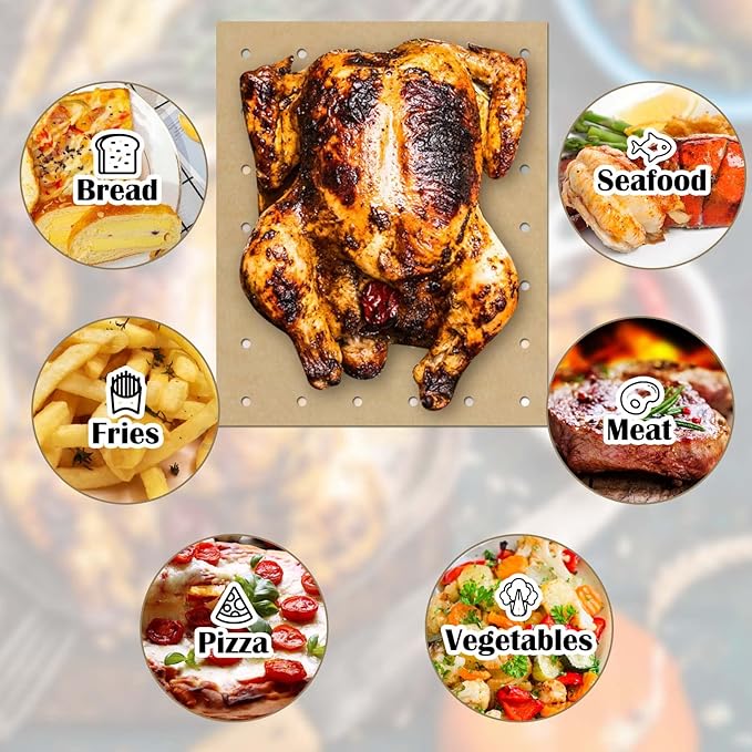 120 Sheets 9x11inch Unbleached Air Fryer Parchment Paper Liners,Non-stick Disposable Rectangle