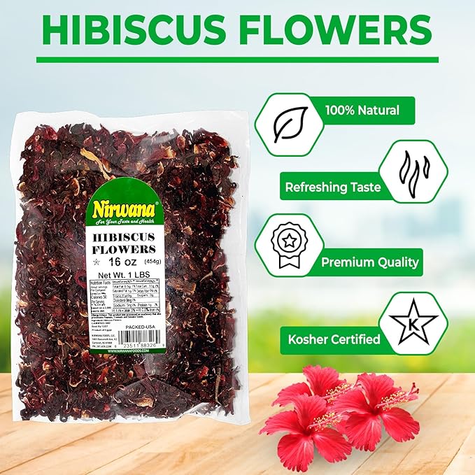 Premium Dried Hibiscus Flowers ??Whole Flower Petals for Herbal Infusions, Loose Leaf Blends, and