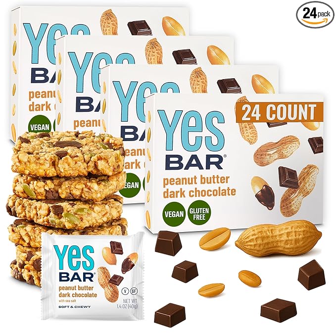 The YES Bar ??Peanut Butter Dark Chocolate ??Plant Based Protein, Decadent Snack Bar ??Vegan