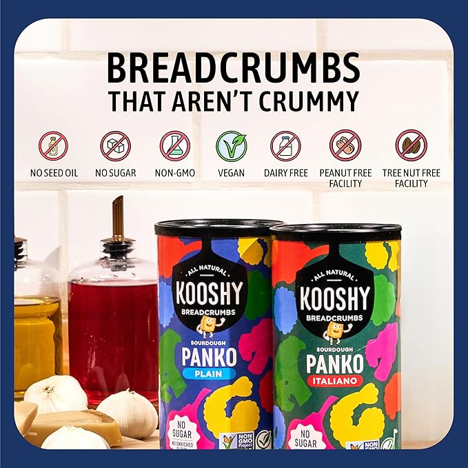 Kooshy Panko Italian Style Breadcrumbs | Vegan, Dairy Free, Non GMO Sourdough Bread Crumbs for