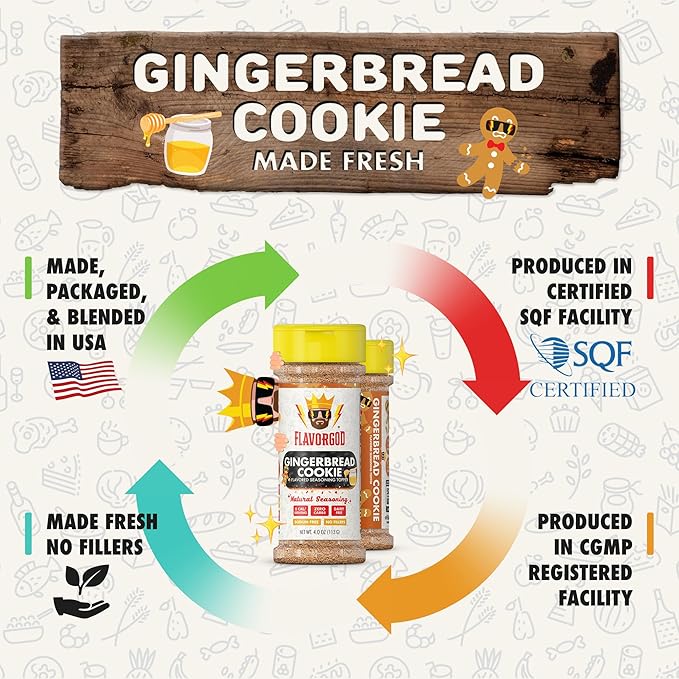 Gingerbread Cookie Seasoning Mix by Flavor God - Premium All Natural & Healthy Spice Blend for Ice