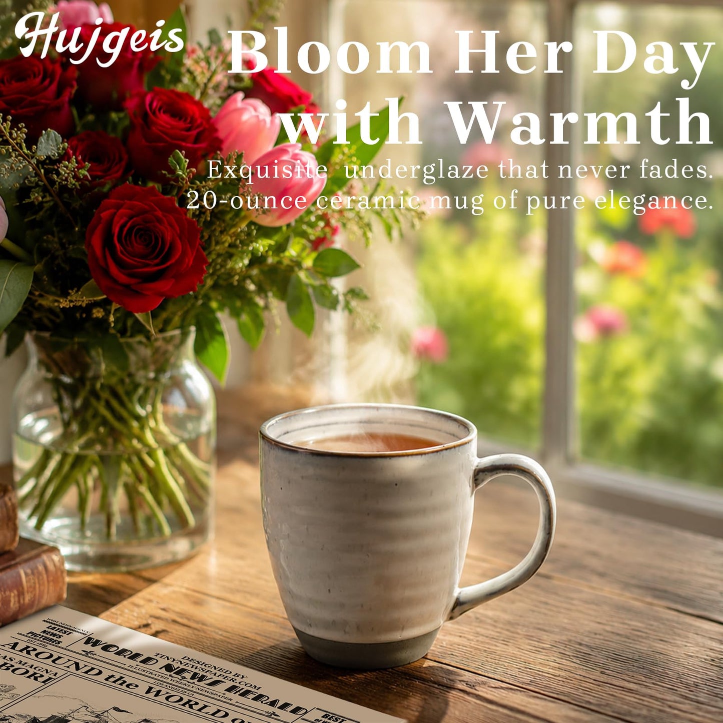 hujgeis Handmade Ceramic 20oz Coffee Mug, Pottery Cup for Tea
