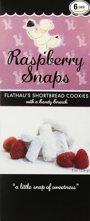 Flathau's Fine Foods Raspberry Snaps, 8-Ounce Boxes (Pack of 6)