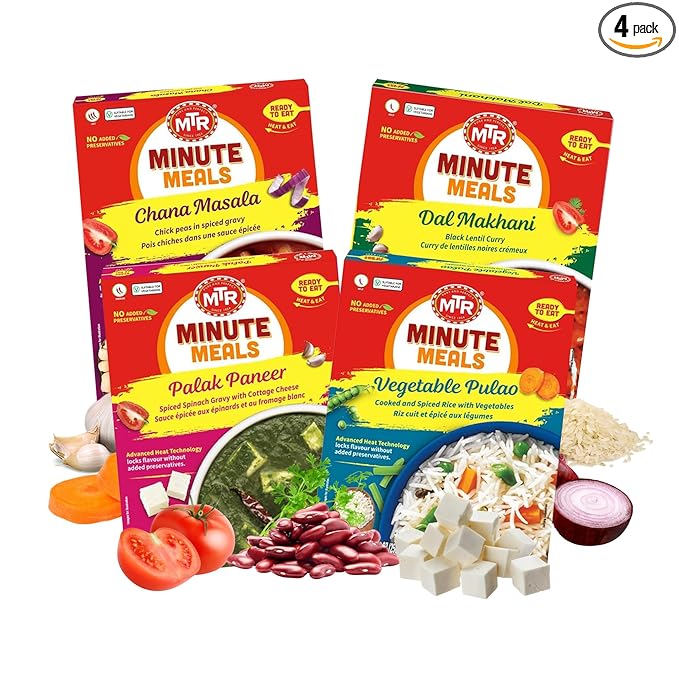 MTR Ready-To-Eat: Maharaja Pack - Assorted Pack of 4 (Chana Masala, Dal makhani, Palak Paneer