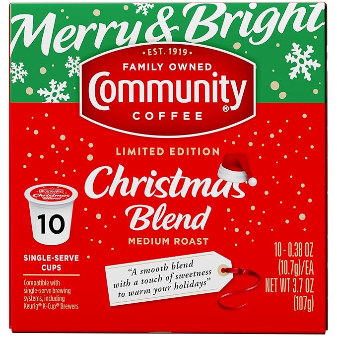 Community Coffee Christmas Blend, Medium Roast, 60 Count Coffee Pods, Compatible with Keurig K-Cup