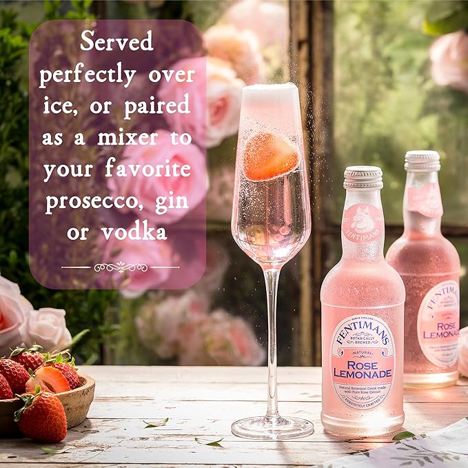Fentimans Sparkling Rose Lemonade - Sparkling Pink Lemonade with Natural Ingredients & Pure Rose