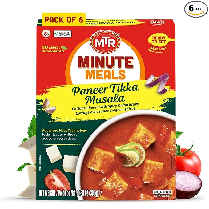 MTR - Minute Meals: Paneer Tikka Masala - Cottage Cheese with Spicy Onion Gravy - Tasty Indian Meal