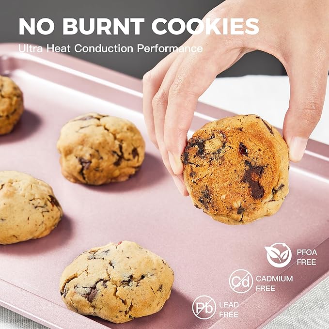HONGBAKE Baking Sheet Pan Set, Cookie Sheet for Oven, Nonstick Bakeware Sets with Wider Grips, 3