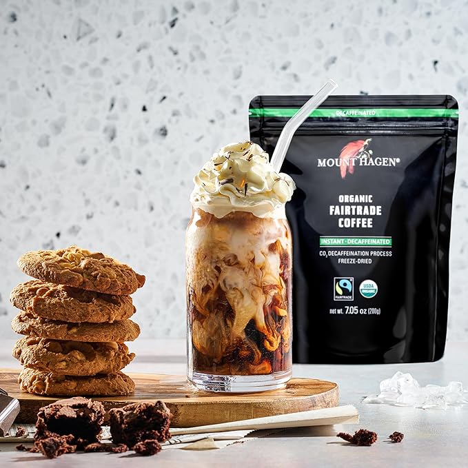 Mount Hagen Jar + Resealable Pouch Decaf Organic Freeze Dried Instant Coffee - Combo Pack |