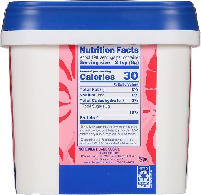 C&H® Granulated Sugar, 3.5 lb Easy-Baking Tub (Pack of 2) - Ideal for Family Baking, Desserts, and