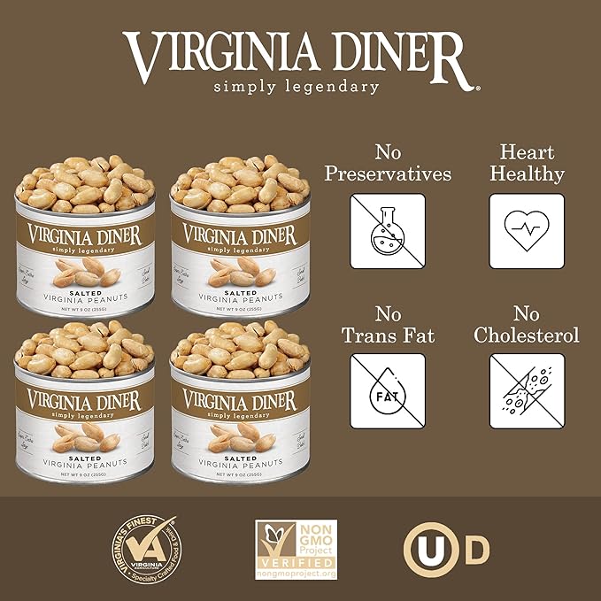 Virginia Diner All Natural Gourmet Virginia Nuts Blister Roasted Super Xl Peanuts Heart Healthy