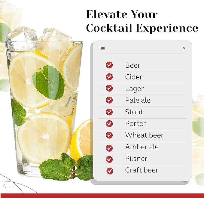 Bulk Classic Premium Beer Pint Glasses 16 Ounce – Set Of 12 Highball Cocktail Mixing Glass