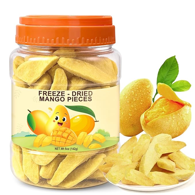 5 Oz Premium Freeze-Dried Mango Sliced, Freeze Dried Fruit Mangoes, Crunchy Natural Snack with Low