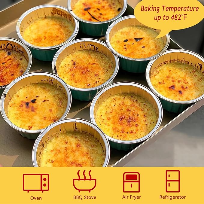 5oz Foil Ramekins with Lids 50 Pack,Free-Air Aluminum Foil Cupcake Liners Muffin Cups,Disposable