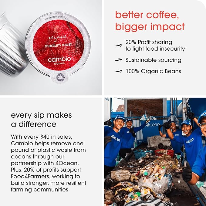 Cambio Roasters Colombian Organic Coffee K Cups for Keurig, Medium Roast Coffee K-Cup, Only