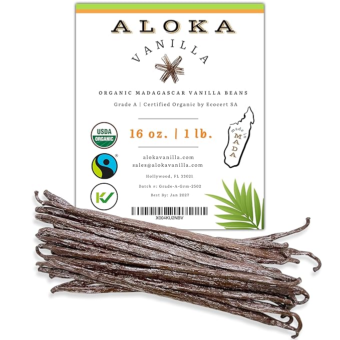 16oz (1 Pound) Count Organic Madagascar Vanilla Beans – Grade A Bourbon Pods | Gourmet Whole