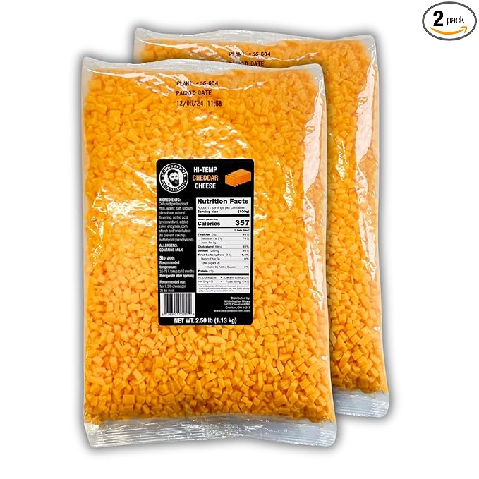 Bearded Butchers High-Temp Cheddar Cheese, Pack of 2 (2.5 lb Bags) ??5 lbs Total, Shelf-Stable