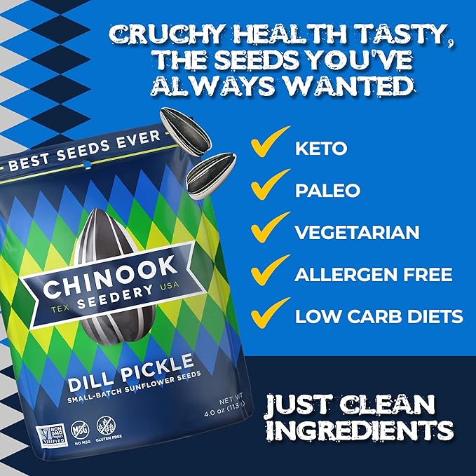 Chinook Seedery Roasted Sunflower Seeds - Jumbo Seeds Keto Snacks - Best For Snack Packs - Gluten