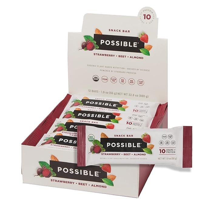 POSSIBLE Snack Bar - Organic Energy Bars with 10g of Plant-Based Protein - Vegan, Gluten-Free