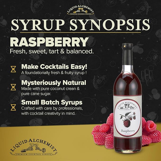 Liquid Alchemist Raspberry Syrup for Drinks - Real Ingredients Make the Perfect Summer Cocktail or