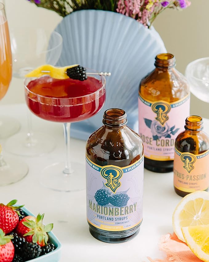 Portland Syrups Marionberry Syrup - Craft Pacific Northwest Fusion for Cocktails, Desserts, Soda
