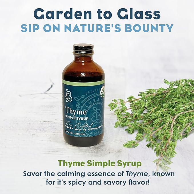 Bluestem Botanicals Organic Thyme Simple Syrup, 8 oz, Cocktail and Mocktail Mixer for Drinks