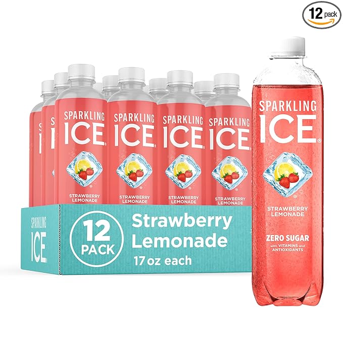 Sparkling Ice, Strawberry Lemonade Sparkling Water, Zero Sugar Flavored Water, with Vitamins and