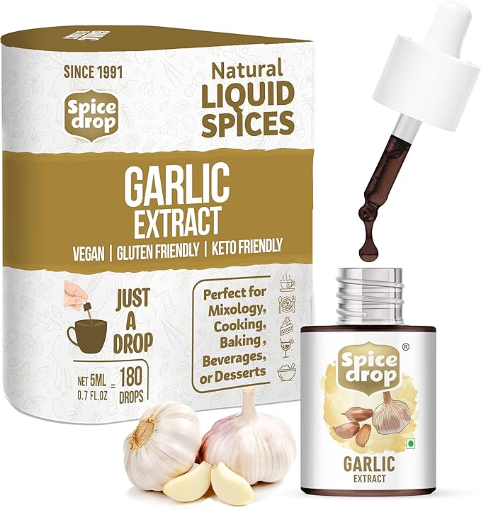 Spice Drop Pure Garlic Extract - Salad Dressing, Seasoning, Cooking, Baking, Dips | Premium Quality