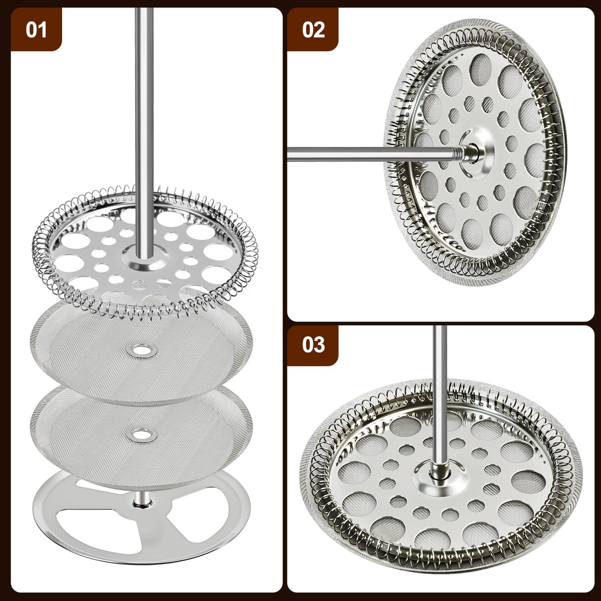 AUUTI 9-Piece French Press Filter Replacements Set