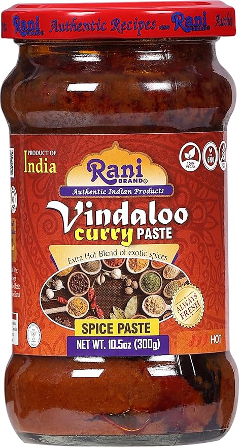 Rani Vindaloo Curry Cooking Spice Paste, Hot! 10.5oz (300g) Glass Jar, Pack of 5+1 FREE ~ No Colors