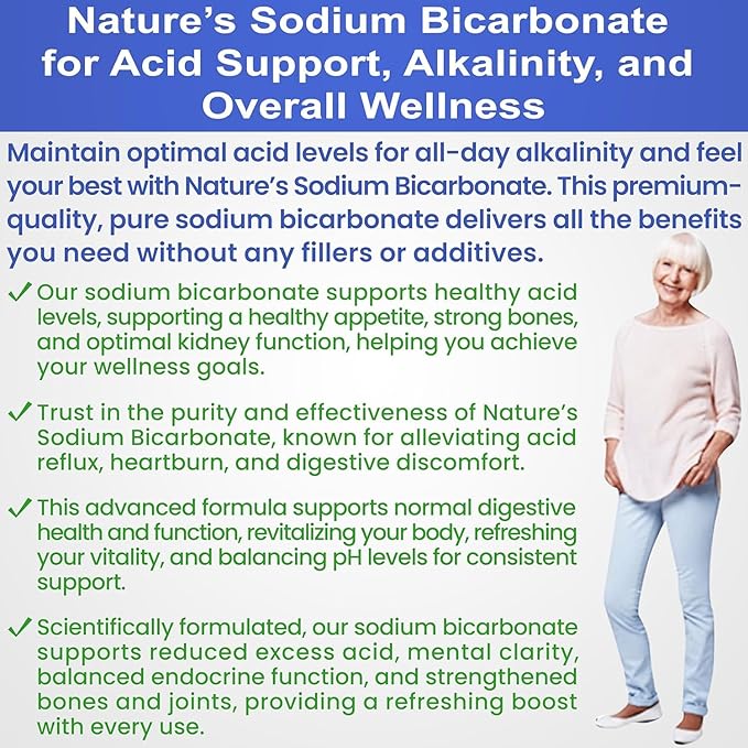Nature’s Sodium Bicarbonate Organic Use Aluminum Free Baking Soda. No Chemical Pure Baking Soda