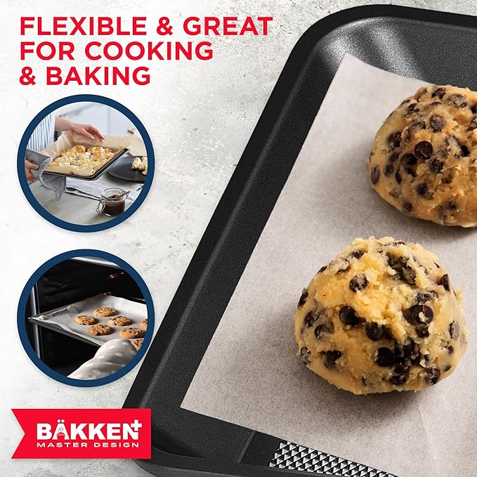 BAKKEN Kitchen Baking Pans - Nonstick Gray Coating, 13.58’’ × 9.65’’ Commercial Grade Carbon Steel