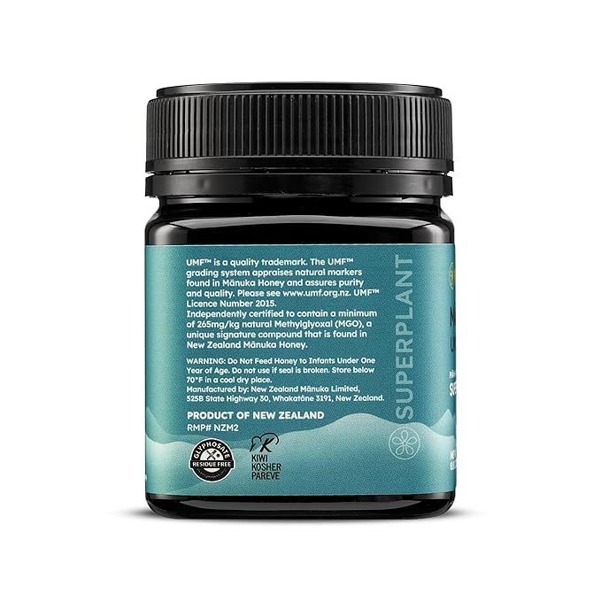 Melora Raw Manuka Honey from New Zealand | UMF 10+ | MGO 265+ | 8.8 Oz Jar | Safe for Skin Care |