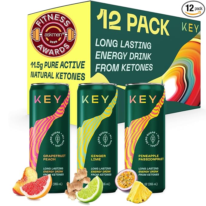 KEY Ketone Energy Drink - Sugar Free and All Natural from Ketones for Long Lasting Energy and