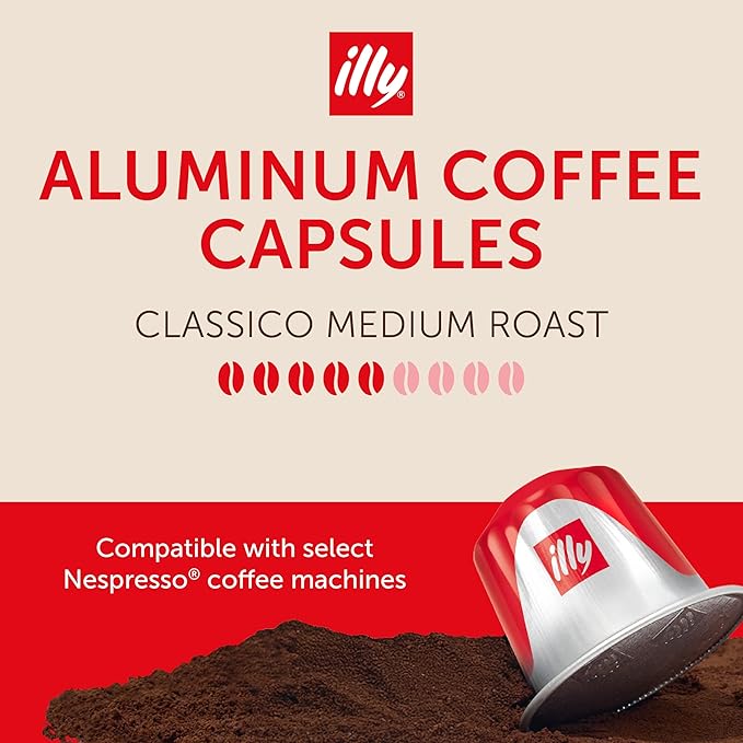 illy Aluminum Espresso Capsules - Compatible with Nespresso Machines - Classico Medium Roast