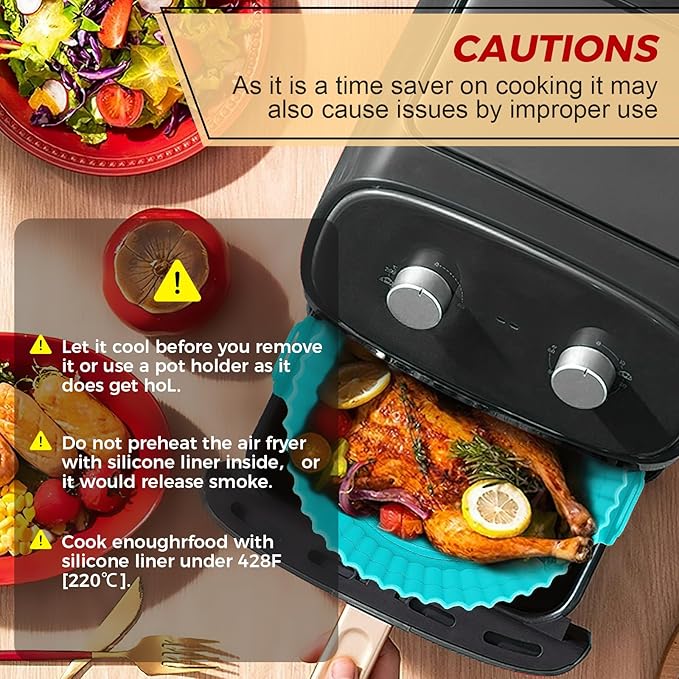 Buauty 3 Pack Air Fryer Silicone Liners 8inch Air Fryer Silicone Pot Reusable Food Grade Silicone