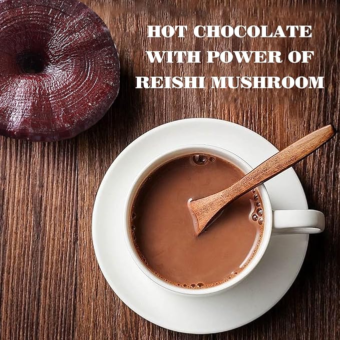 Mushroom Hot Chocolate Mix with Reishi, Mushroom Coffee Alternative Hot Cacao Powder for Energy