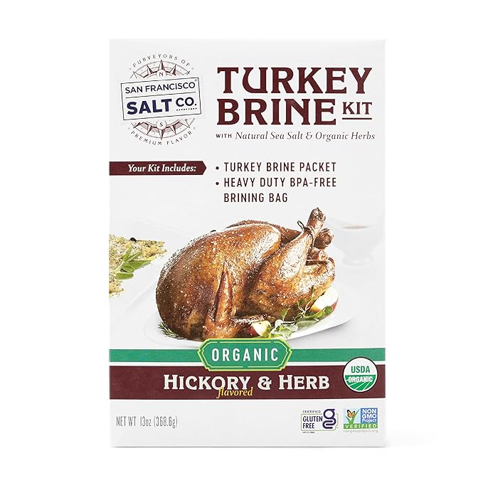 Organic Turkey Brine Kit - 13 oz. Hickory & Herb with Brine Bag by San Francisco Salt Company
