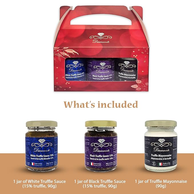 Diamante Italy Truffle Sauce Gift Box Set (3 jars x 90g), Including: 1pc of 15% White Truffle Sauce