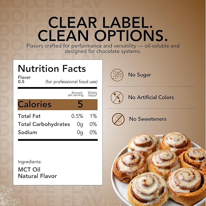 Dolce Flav Natural Cinnamon Extract Oil 2 oz ??Kosher, Sugar-Free, Concentrated Spice Flavor for