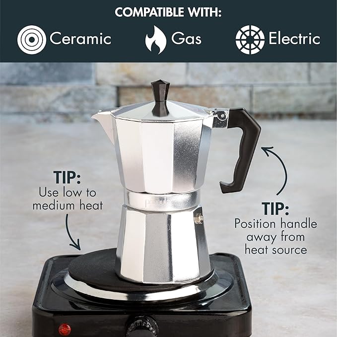 Primula Classic Stovetop Espresso and Coffee Maker, Moka Pot for Italian and Cuban Café Brewing