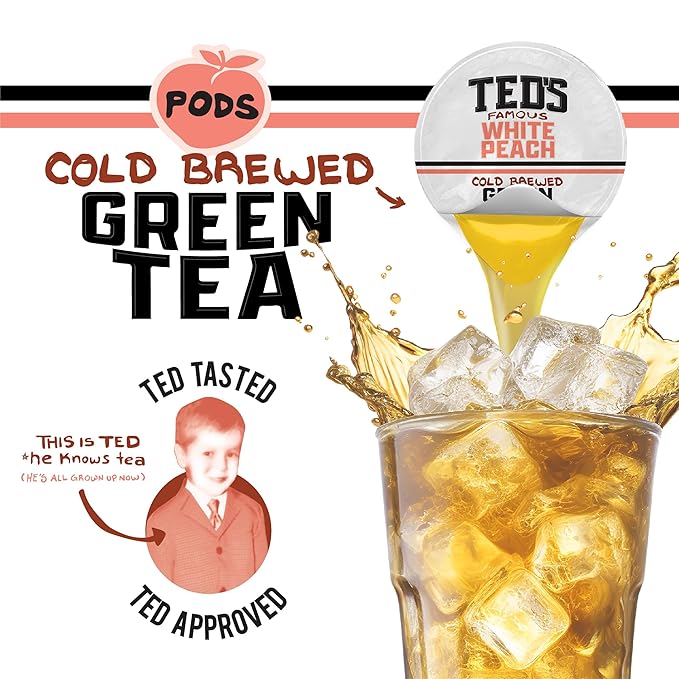 Ted's Tea by Java House - Single Serve Liquid Concentrate Pods - Peel and Pour - White Peach Green