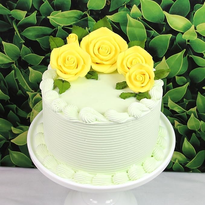 Global Sugar Art Exquisite Rose & Leaf Tray Sugar Cake Flowers, Yellow Unwired, 5 Count by Chef